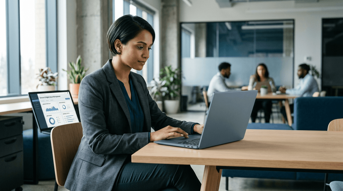 An entrepreneur managing their business online with Unifilio